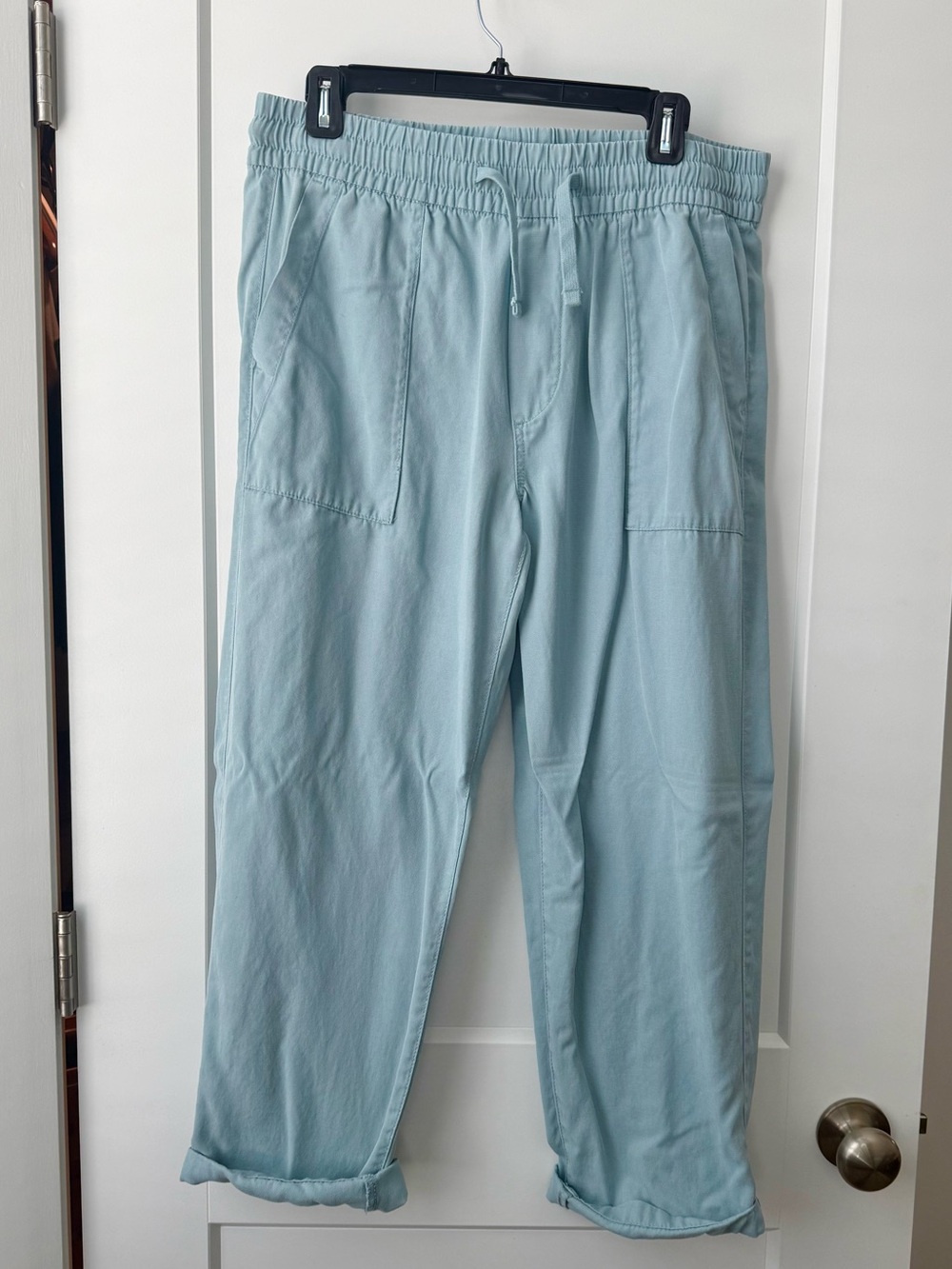 Women’s Light Blue Drawstring Casual Pants Size L Relaxed Fit